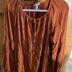 Ava & Viv burnt orange flowy long sleeve blouse